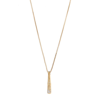 John Hardy 18K Yellow Gold Diamond Bamboo Drop Pendant Necklace 1 of 5