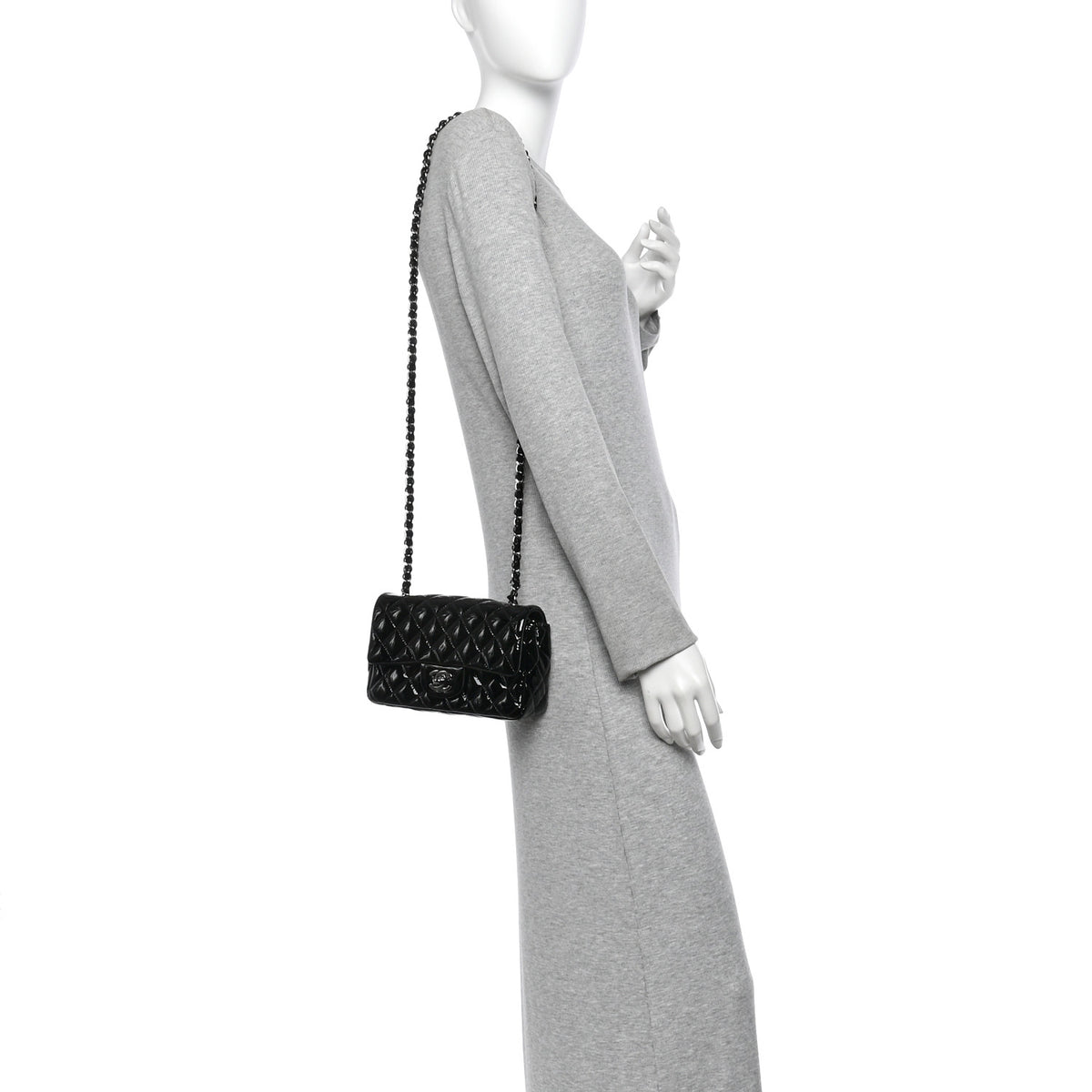Chanel Patent Calfskin Quilted Mini Rectangular Flap Black 2 of 11