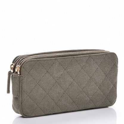 Chanel Canvas Quilted Coco Cuba Small Clutch With Chain Khaki 3 of 8