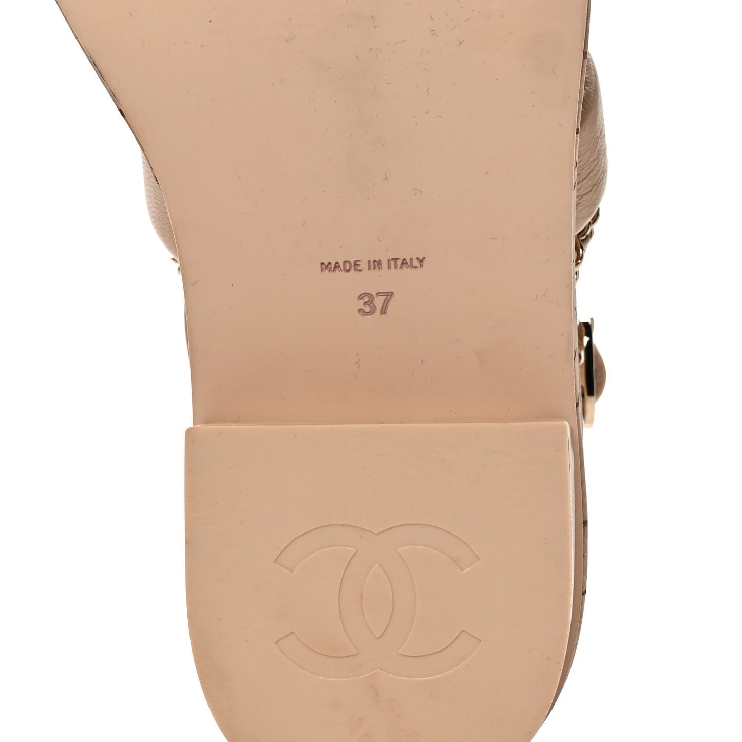Lambskin Cork Chain Sandals 37 Beige
