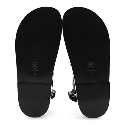 Chanel Grained Calfskin Velcro Dad Sandals 38 Black 6 of 10