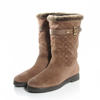 Louis Vuitton Suede Fur Wintry Boots 37 Brown 3 of 5