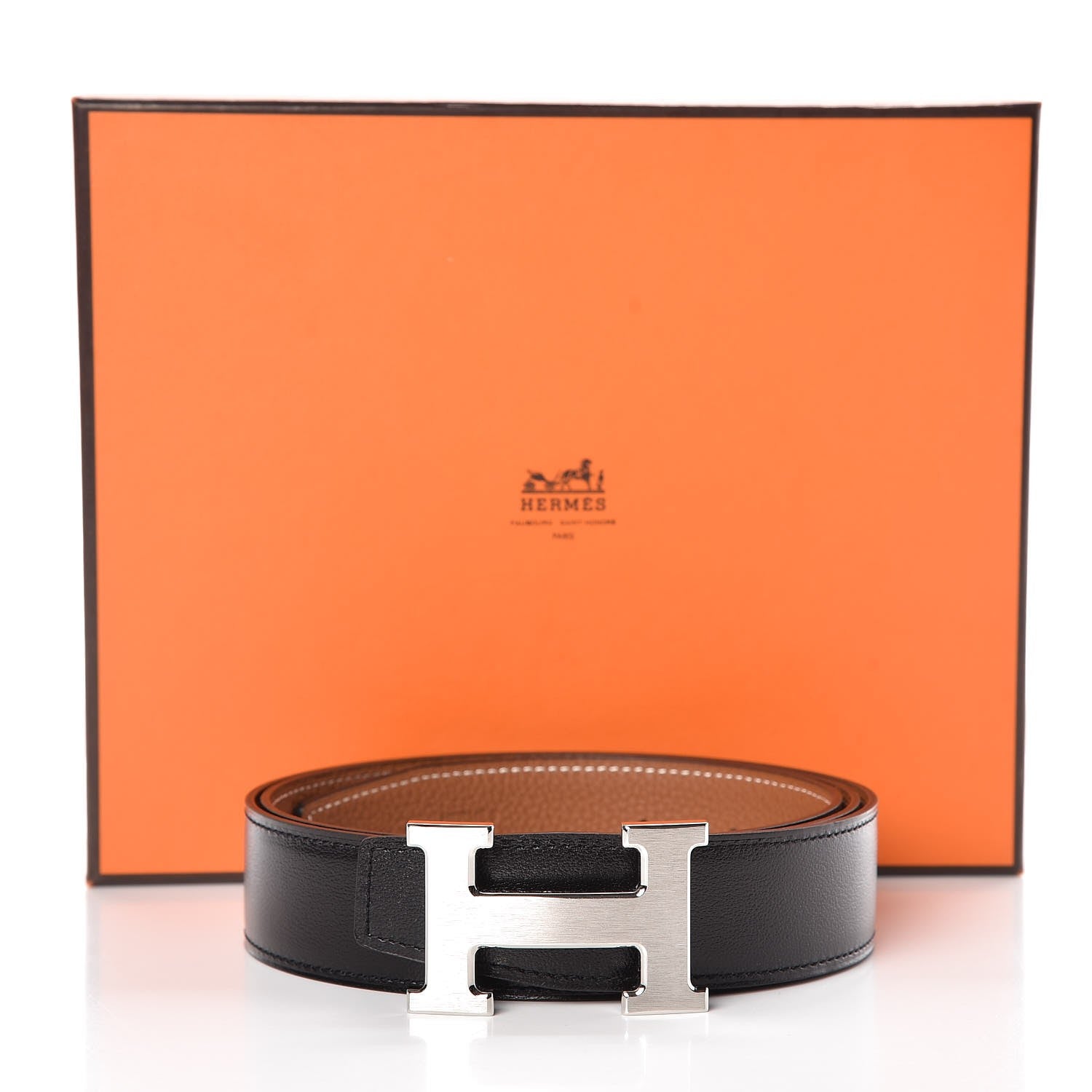 Hermes Box Togo 32mm H Belt 95 Black Gold 8 of 8