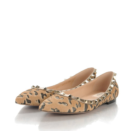 Valentino Garavani Calf Hair Leopard Print Rockstud Ballerina Flats 38 Fucile Al Campion 3 of 7