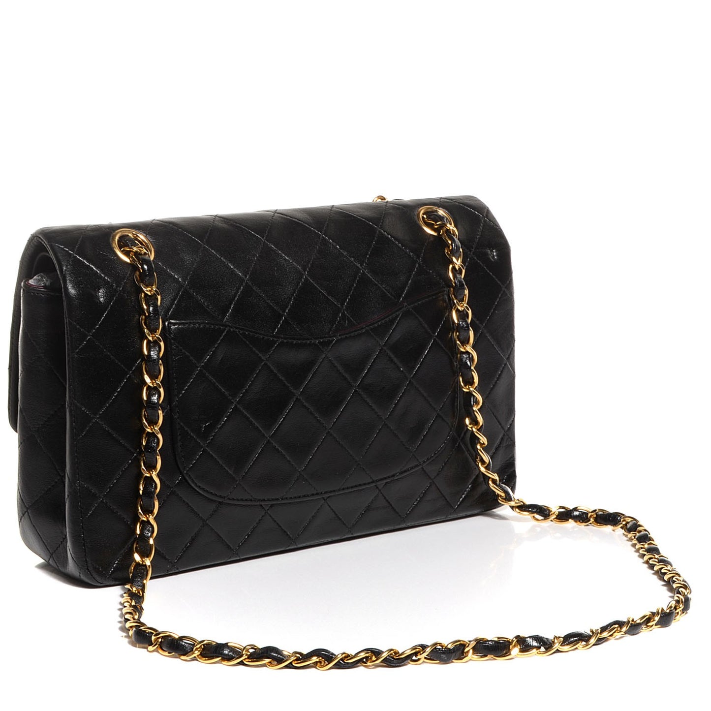 Lambskin Quilted Medium Double Flap Black