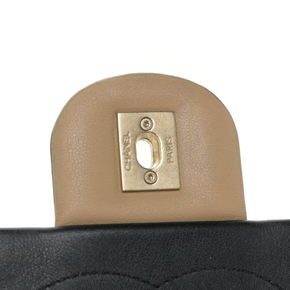 Chanel Calfskin Quilted Medium Graphic Flap Beige Black 13 of 15
