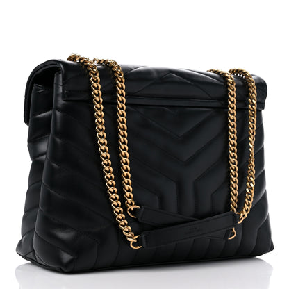Saint Laurent Calfskin Y Quilted Monogram Medium Loulou Chain Satchel Black 3 of 9