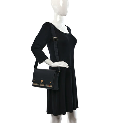 Burberry Grainy Calfskin Vintage Check Note Crossbody Bag Black 2 of 8