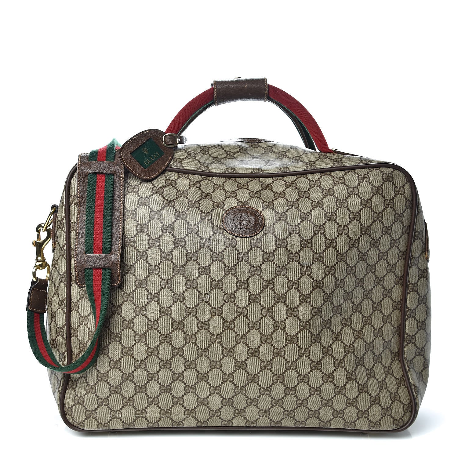 Gucci Coated Canvas Monogram Suitcase Luggage Brown 1 of 11