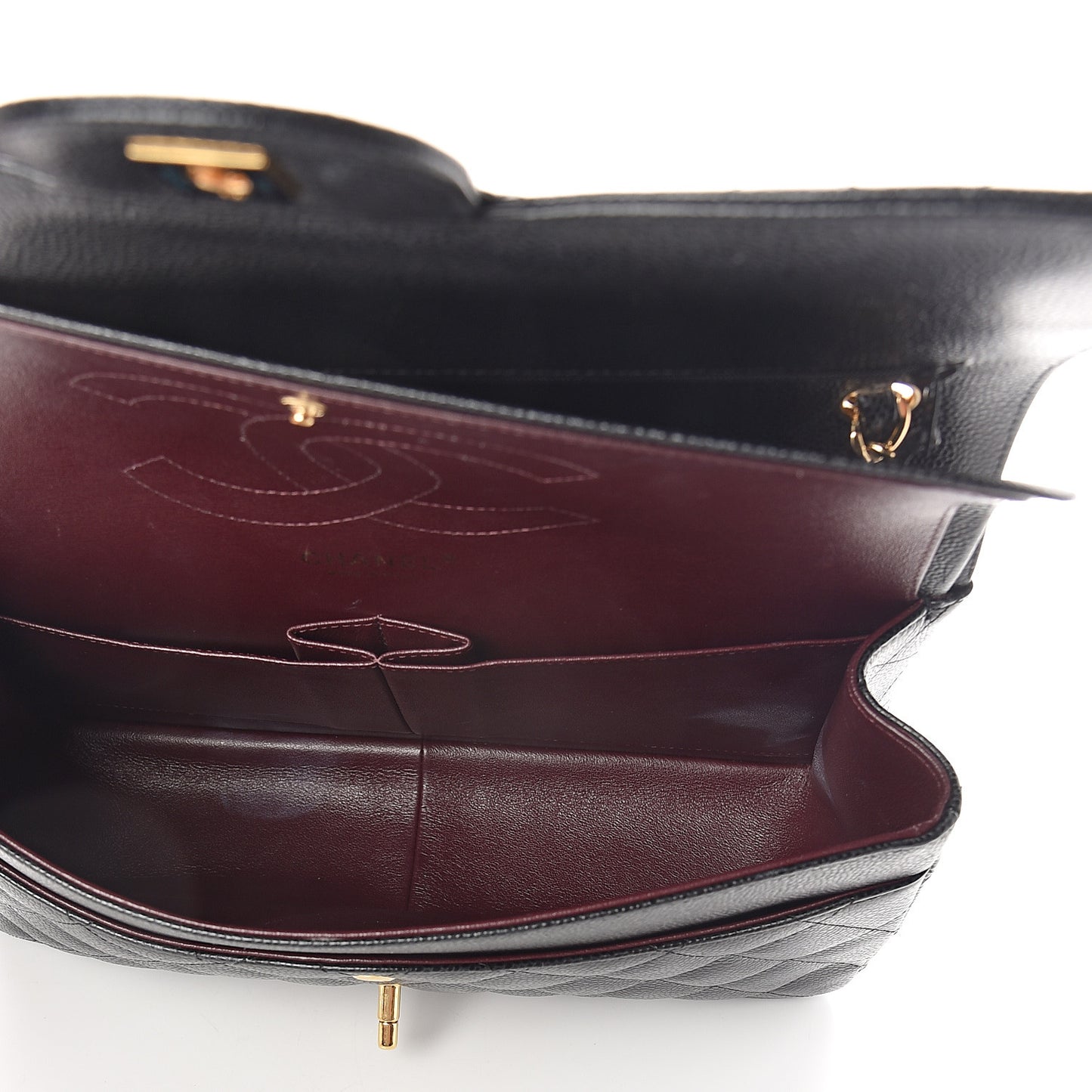 Caviar Quilted Jumbo Double Flap Black