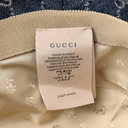Gucci Washed Jacquard Denim Nappa GG Monogram Oscar Bucket Hat M Denim Cuir 8 of 9