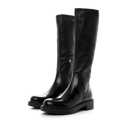 Prada Spazzolato Nappa Stretch Moto Boots 39.5 Black 3 of 14