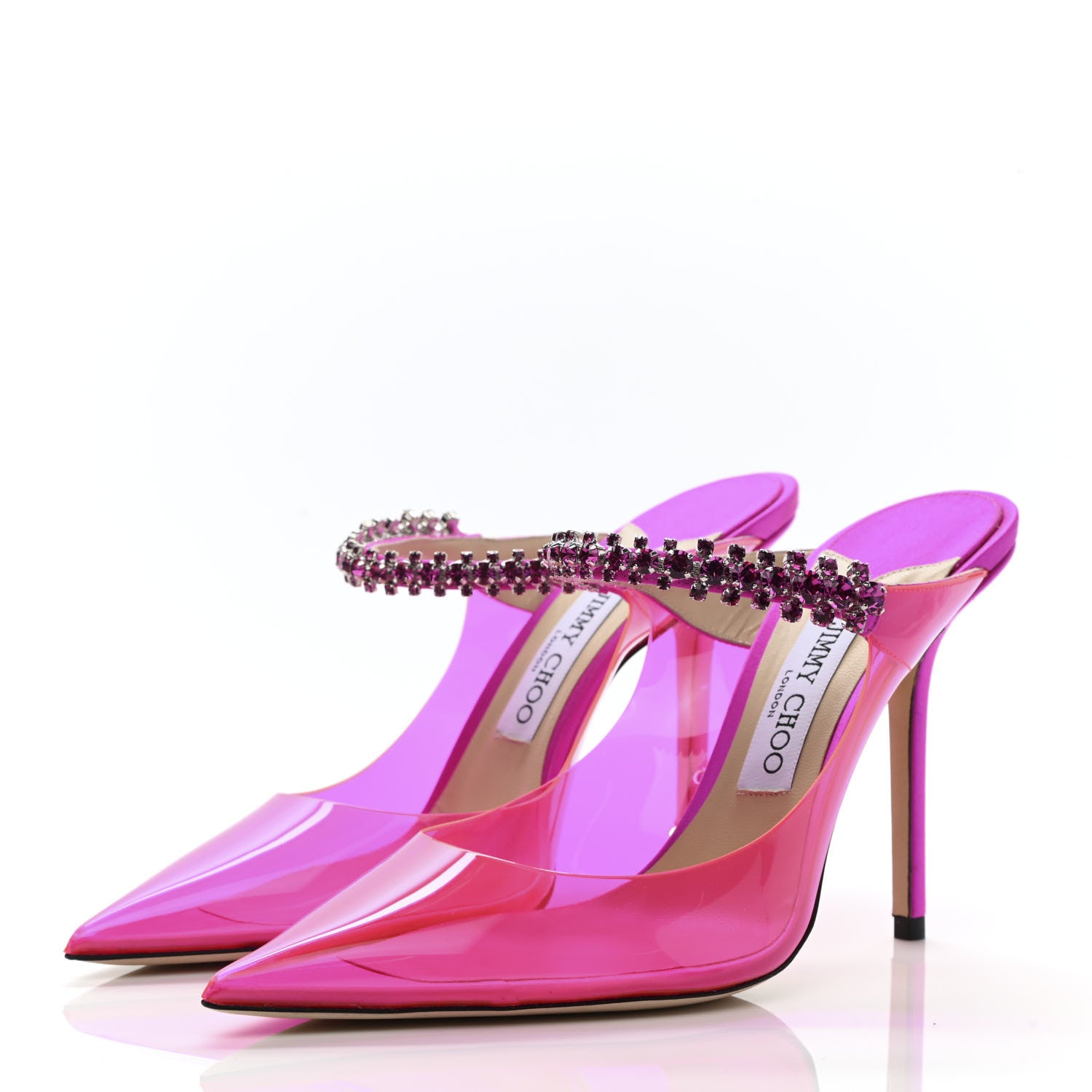 Jimmy Choo Plexi Crystal Bing 100 Pumps 40 Hot Pink 3 of 8