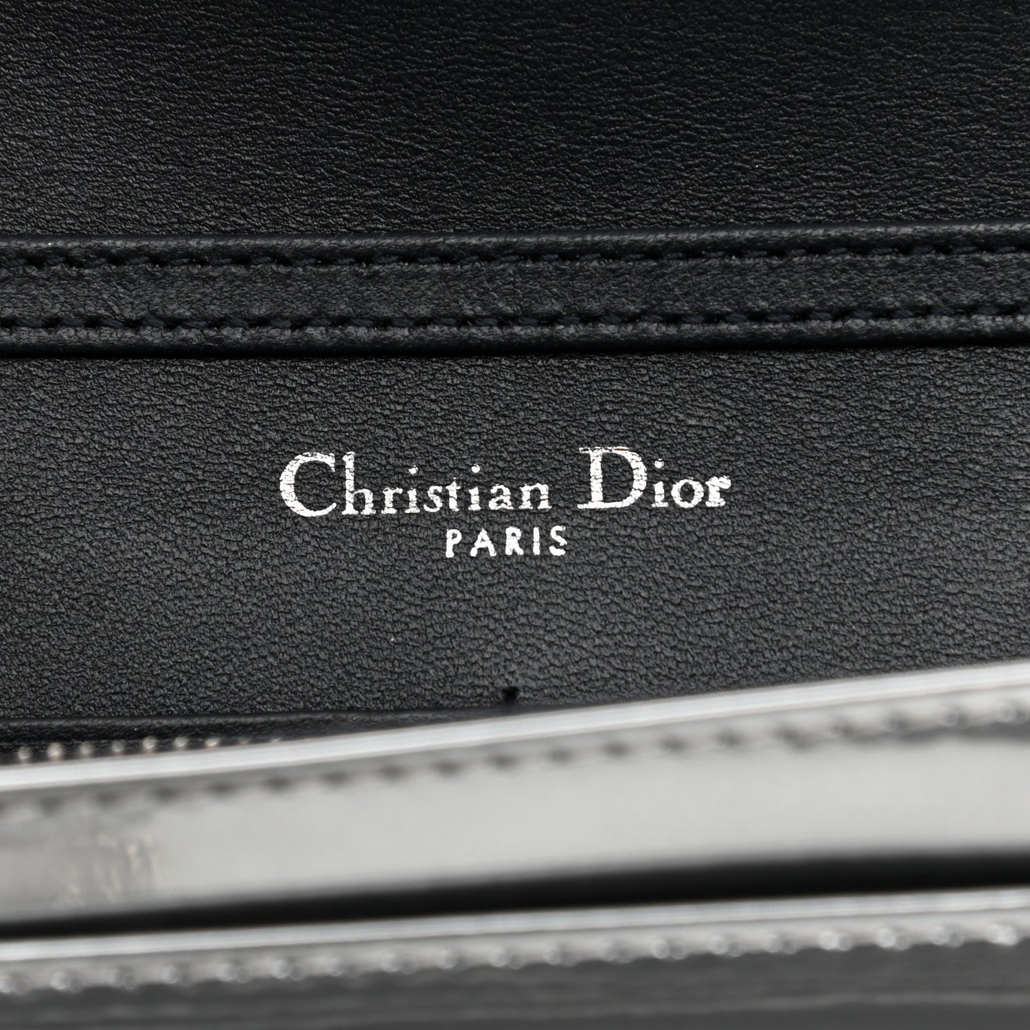 Christian Dior Metallic Patent Micro-Cannage Diorama Wallet on Chain Pouch Silver 6 of 12