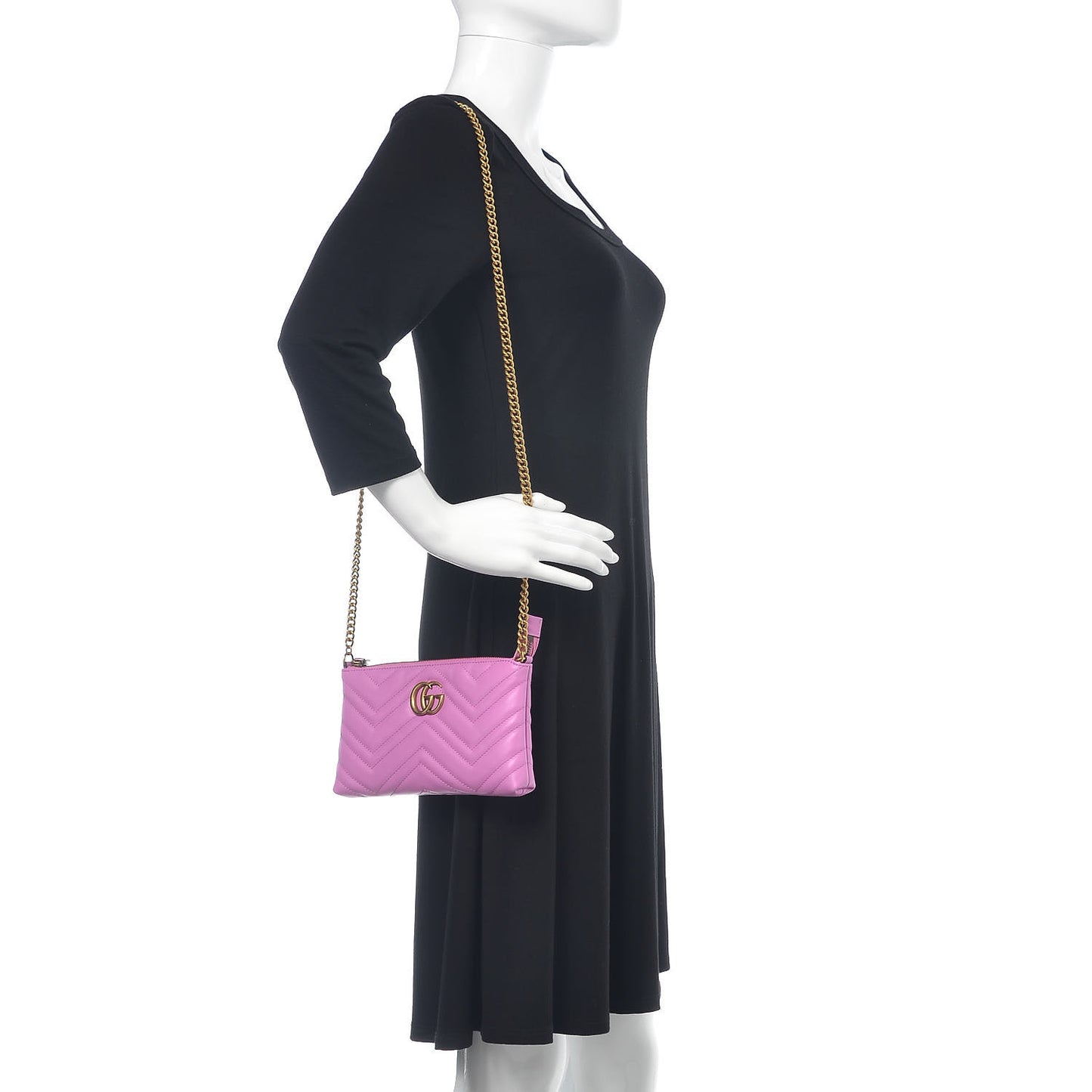 Calfskin Matelasse Mini GG Marmont Chain Bag Candy Mousse