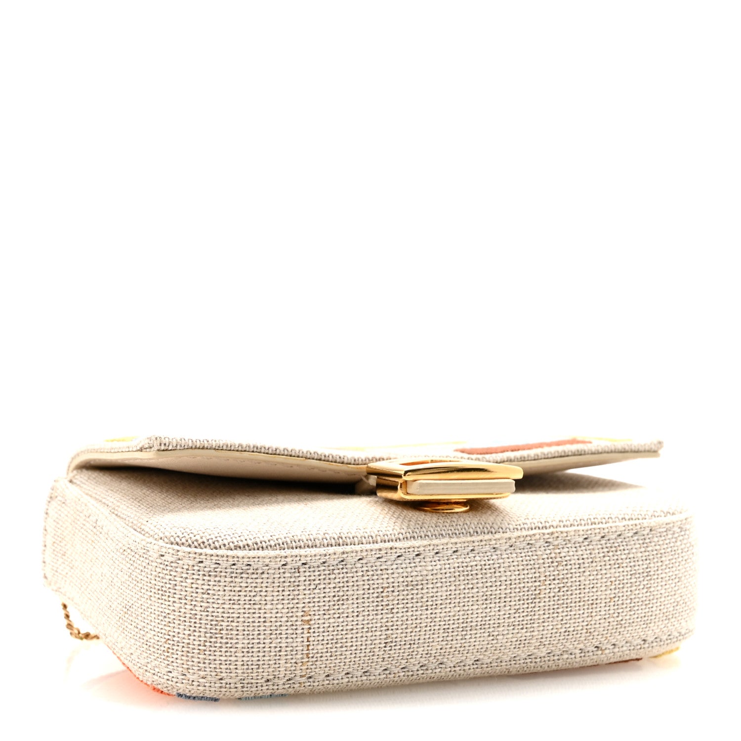 Fendi Kuban Canvas FF Embroidered Nano Baguette Charm Grezzo Multicolor 4 of 9