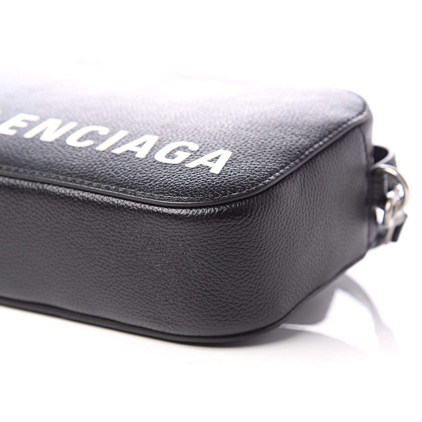 Grained Calfskin Logo XS Ville Top Handle Camera Bag Black White