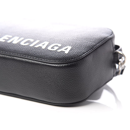Balenciaga Grained Calfskin Logo XS Ville Top Handle Camera Bag Black White 9 of 11
