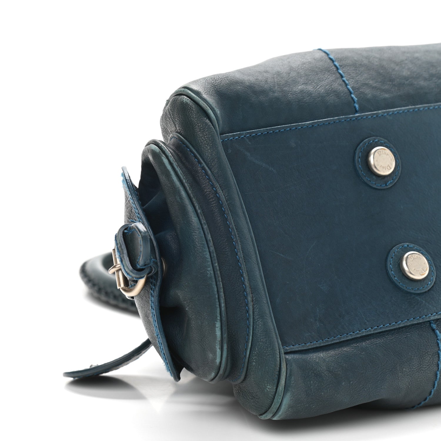 Christian Dior Calfskin Frame Satchel Blue 4 of 20