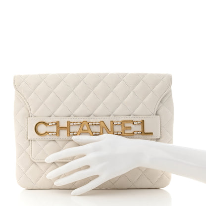 Chanel Calfskin Quilted Logo Flap Case White 2 of 11