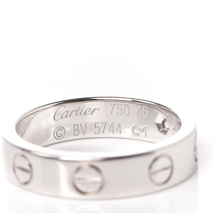 Cartier 18K White Gold Diamond 3.5mm LOVE Wedding Band Ring 46 3.75 4 of 5