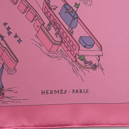 Hermes Silk The Battery New York Scarf 90 Rose Malabar Jaune 4 of 7