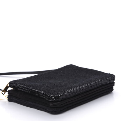 Celine Sequin Small Trio Crossbody Bag Black 4 of 10