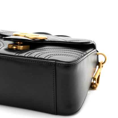 Gucci Calfskin Matelasse Mini GG Marmont Top Handle Shoulder Bag Black 10 of 10