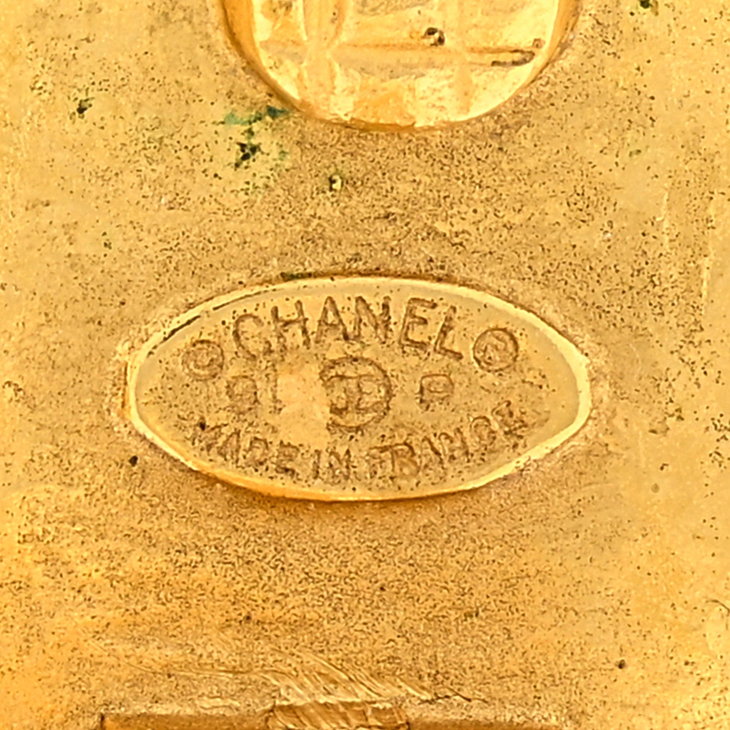 Chanel Metal Resin Marble CC Clip On Earrings Gold Turquoise 4 of 4