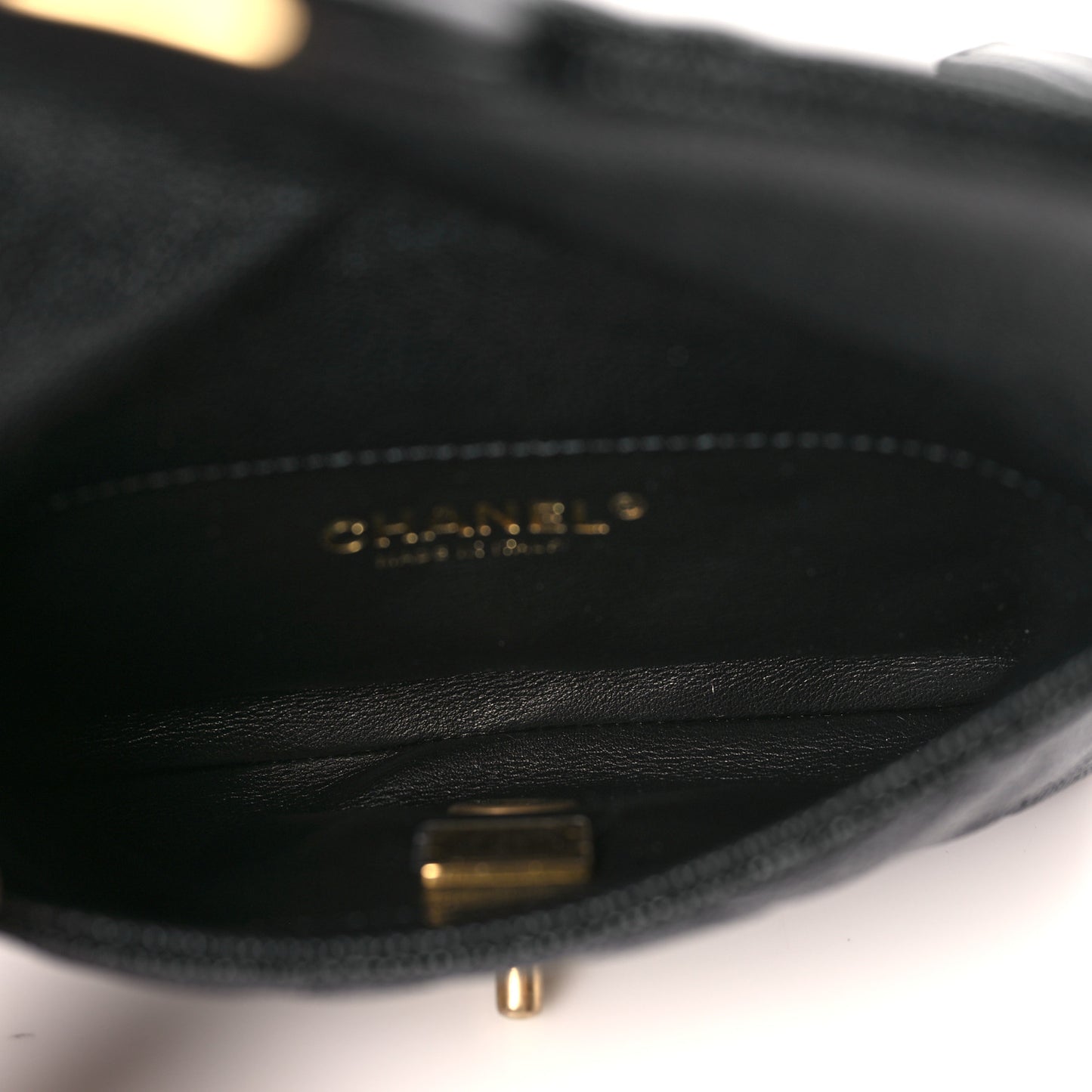 Shiny Caviar Pick Me Up Flap Belt Bag Black
