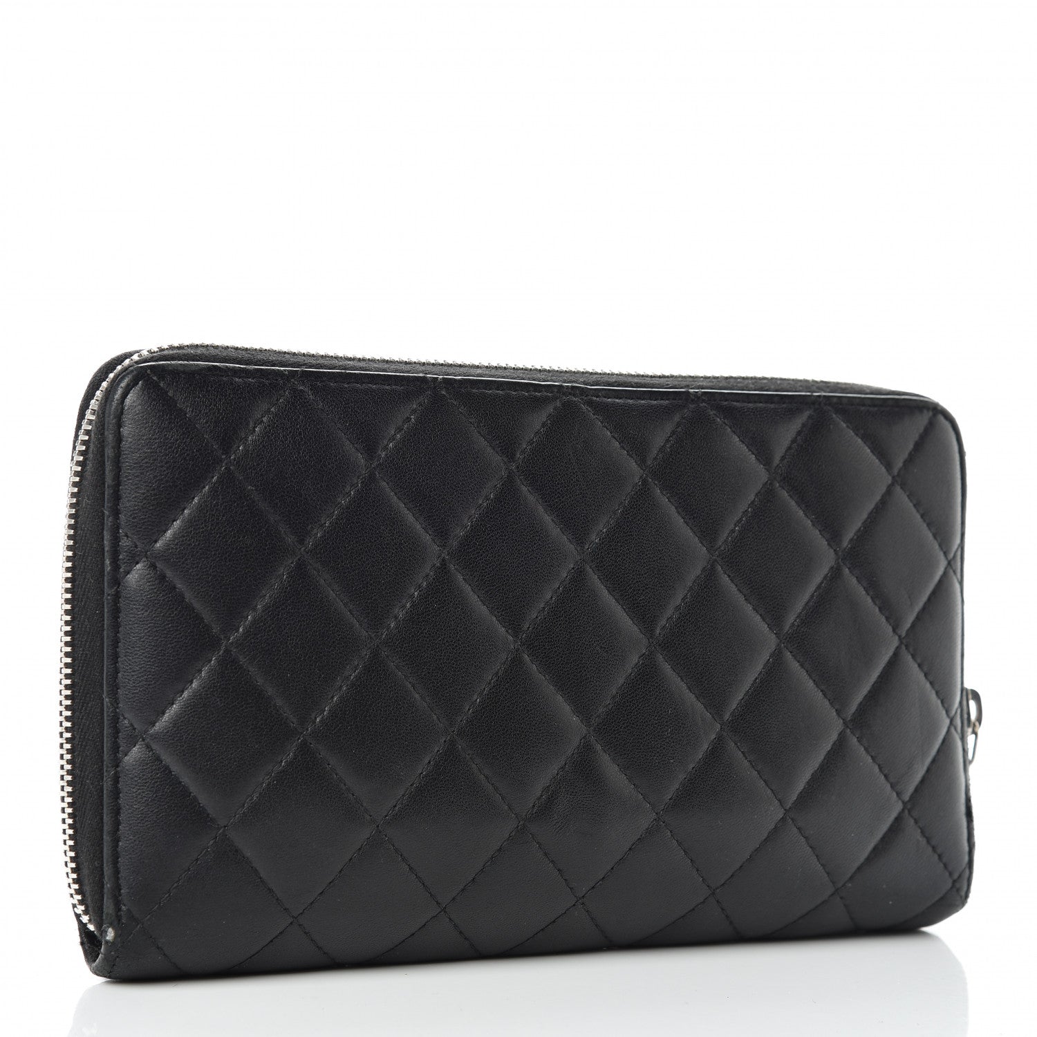 Chanel Lambskin Quilted Large Zip Around Organizer Wallet Black 3 of 15