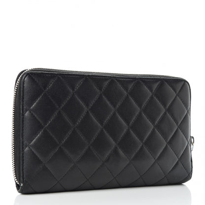 Chanel Lambskin Quilted Large Zip Around Organizer Wallet Black 3 of 15