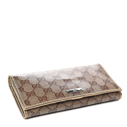 Gucci Crystal Monogram Metal Bar Chain Wallet Gold 4 of 8