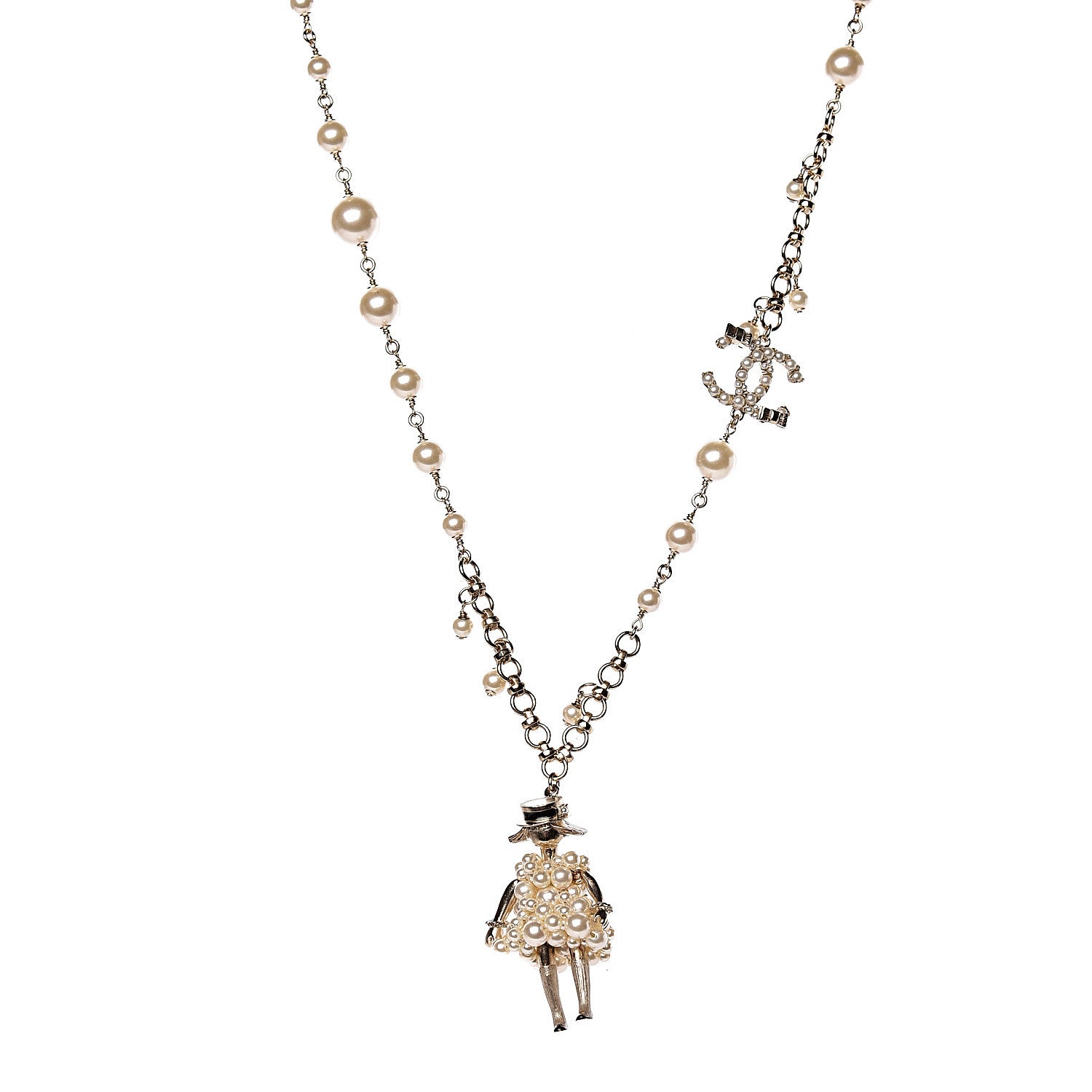 Chanel Pearl Coco CC Pendant Necklace Gold 1 of 6