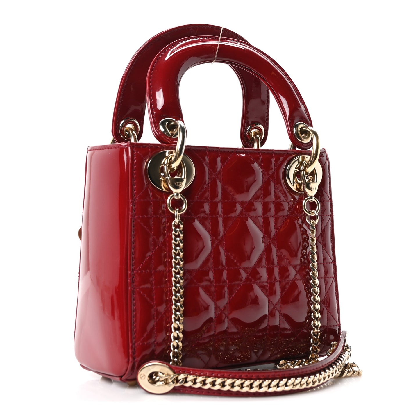 Patent Cannage Mini Lady Dior Red