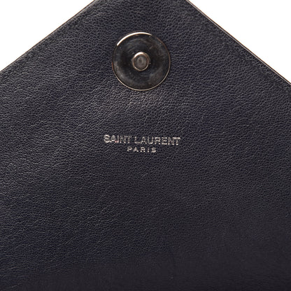 Saint Laurent Sheepskin Matelasse Chevron Monogram Large College Satchel Navy Blue 9 of 12