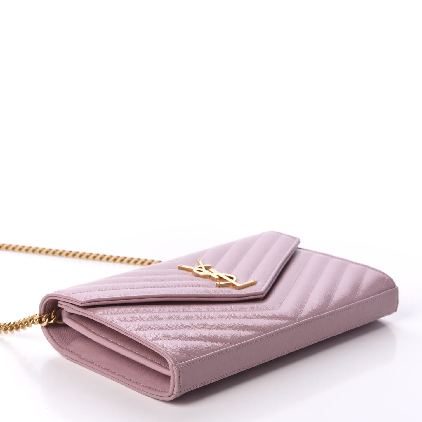 Grain De Poudre Matelasse Chevron Monogram Chain Wallet Tender Pink