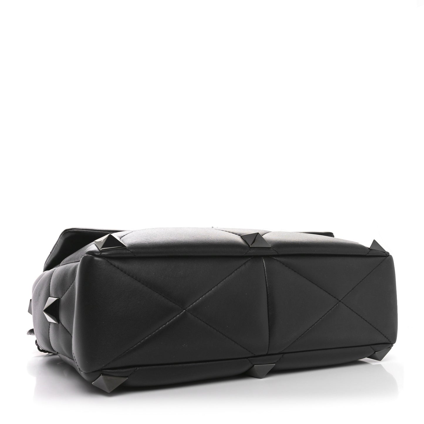 Nappa Monochrome Large Roman Stud Shoulder Bag Black