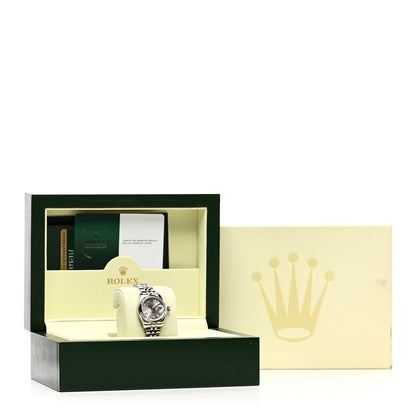 Rolex Stainless Steel 18K White Gold Diamond 26mm Oyster Perpetual Datejust Watch Silver 179174 5 of 5