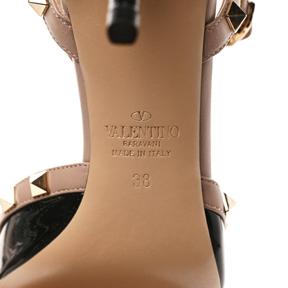 Valentino Garavani Patent Nappa Rockstud Ankle Strap 65mm Pumps 38 Black Poudre 6 of 7