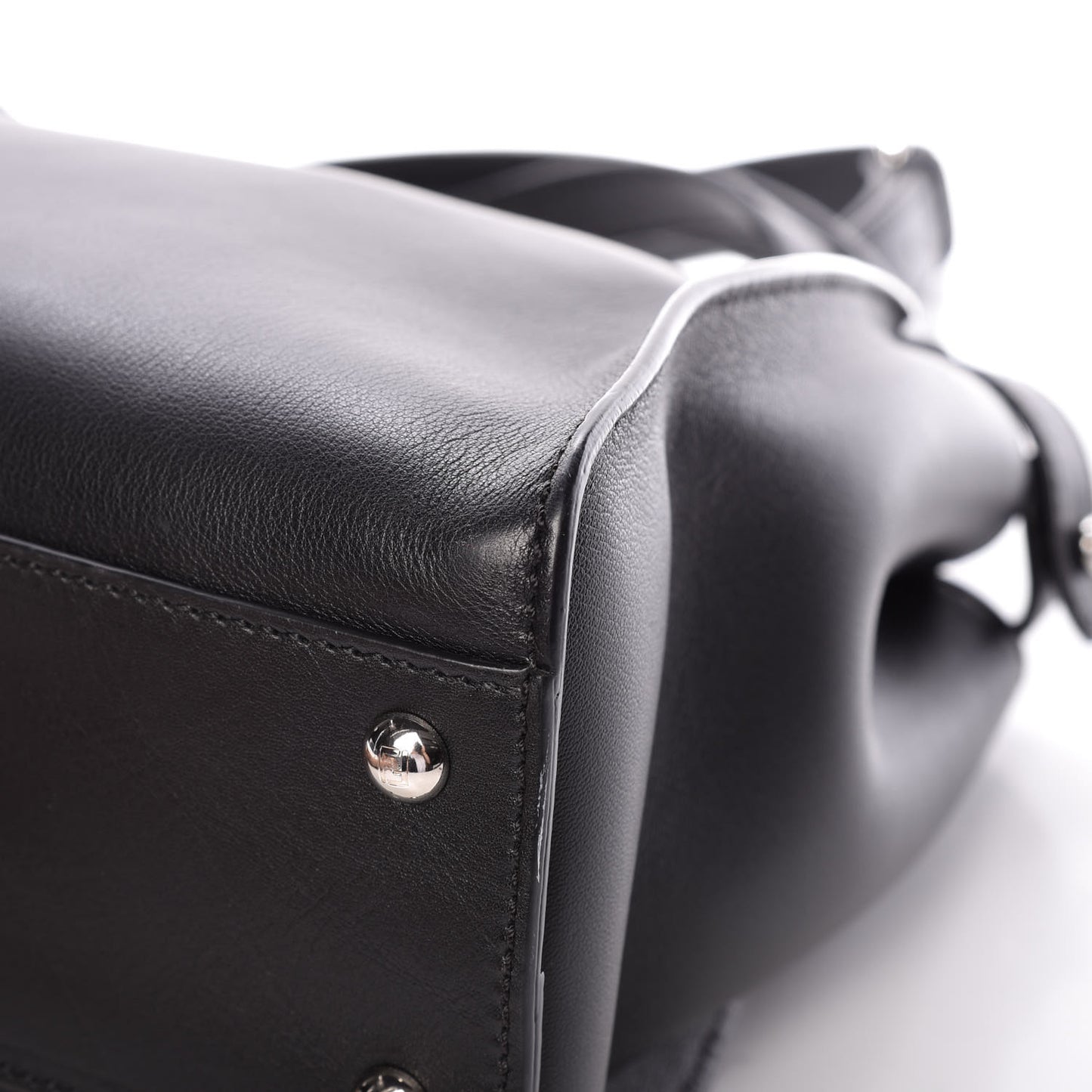 Vitello Dolce Shiny Nappa Plexglass Granite Medium Peekaboo Iconic Satchel Black