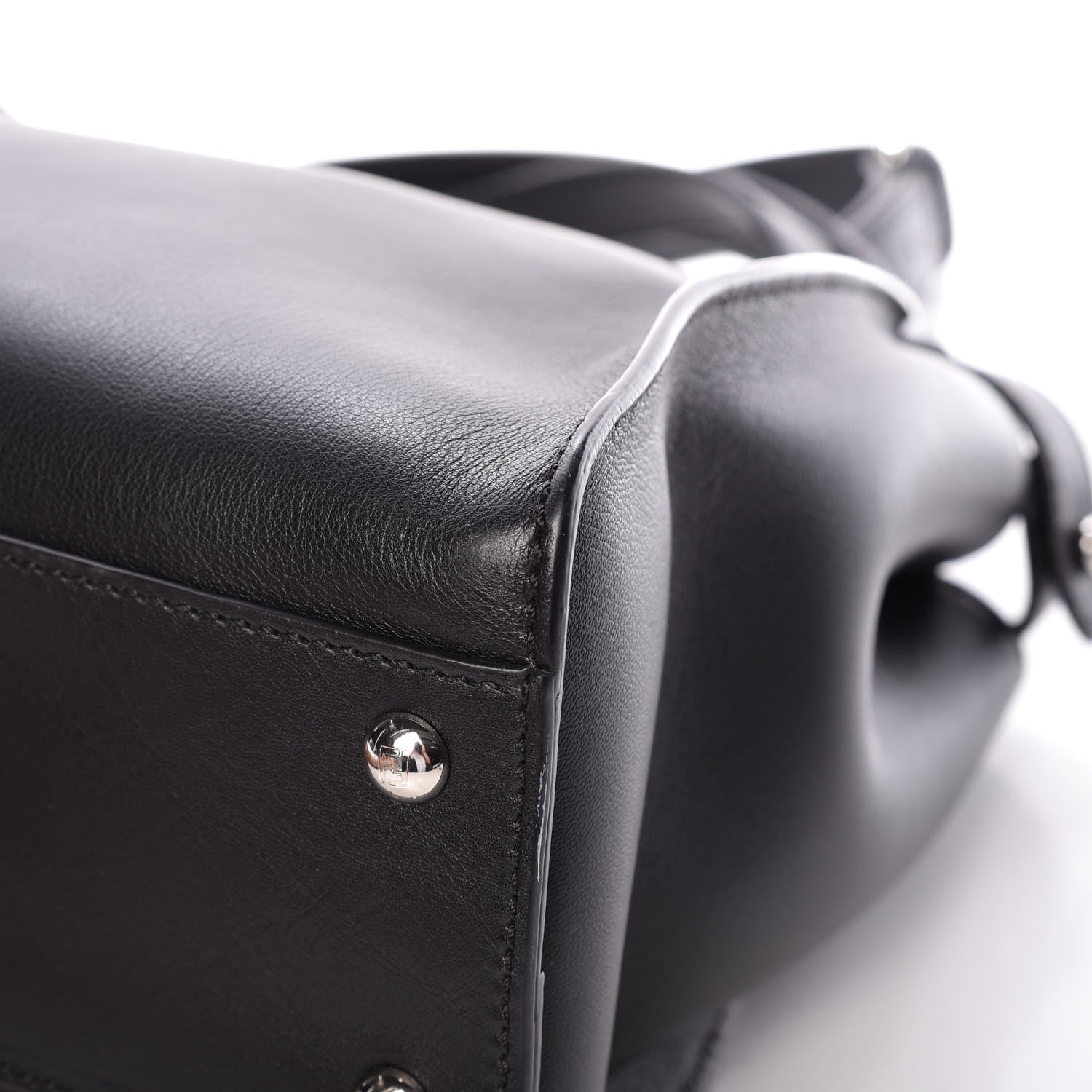 Fendi Vitello Dolce Shiny Nappa Plexglass Granite Medium Peekaboo Iconic Satchel Black 12 of 14