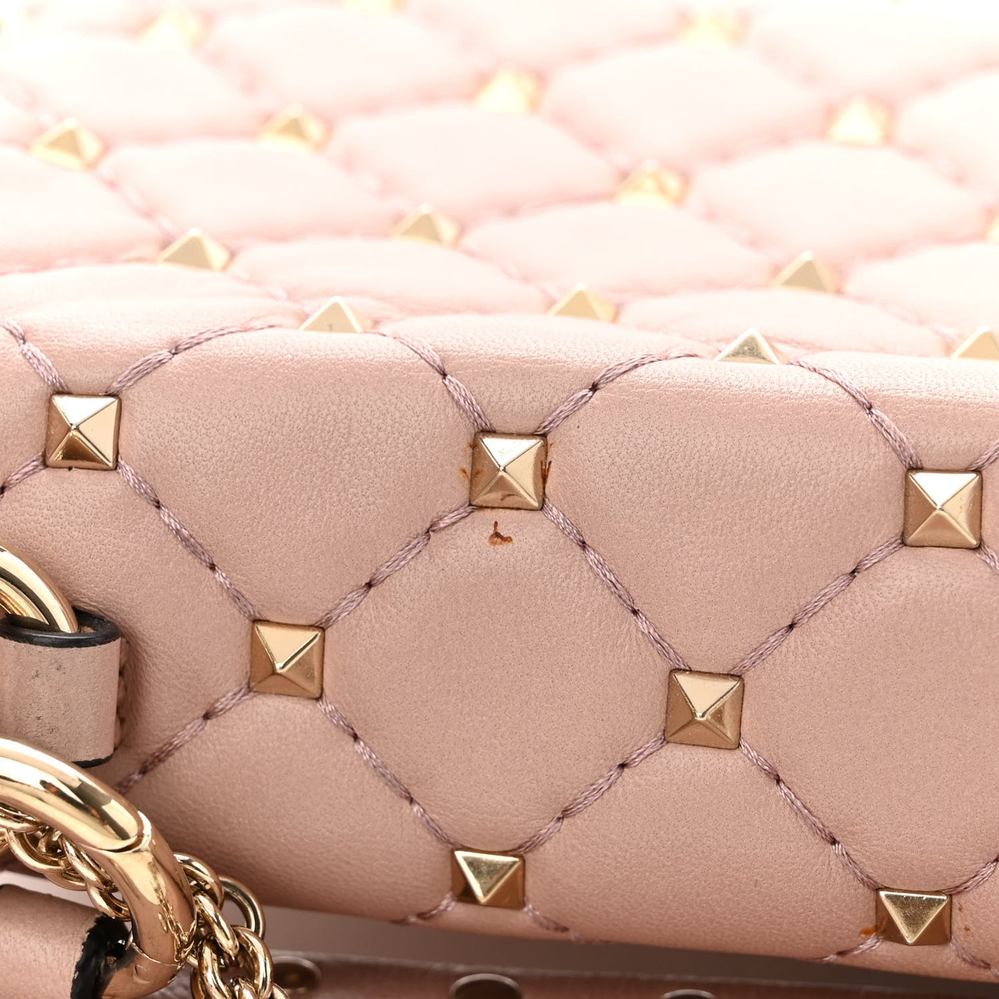 Nappa Small Rockstud Spike Shoulder Bag Water Rose