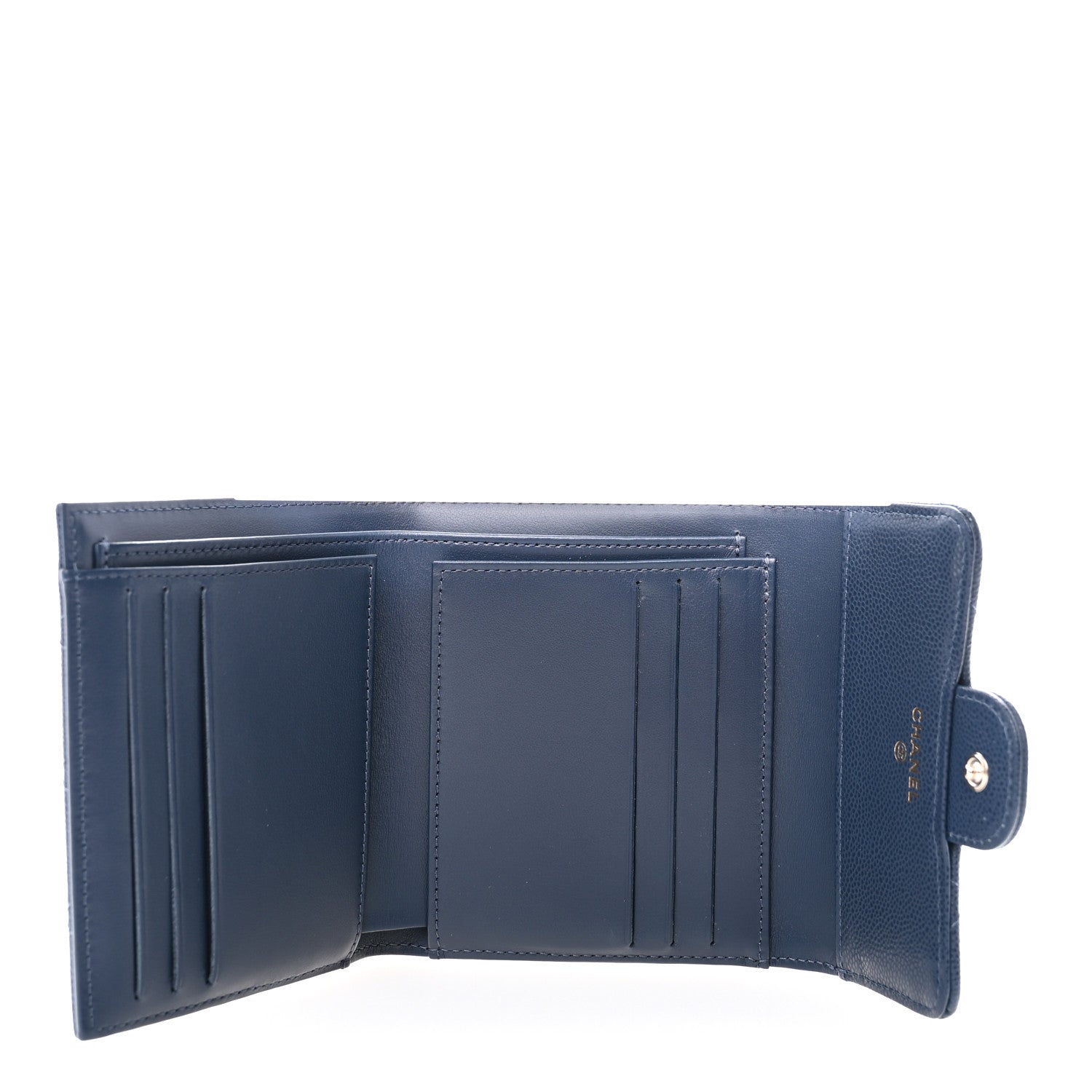 Chanel Caviar Quilted Compact Flap Wallet Navy 5 of 9