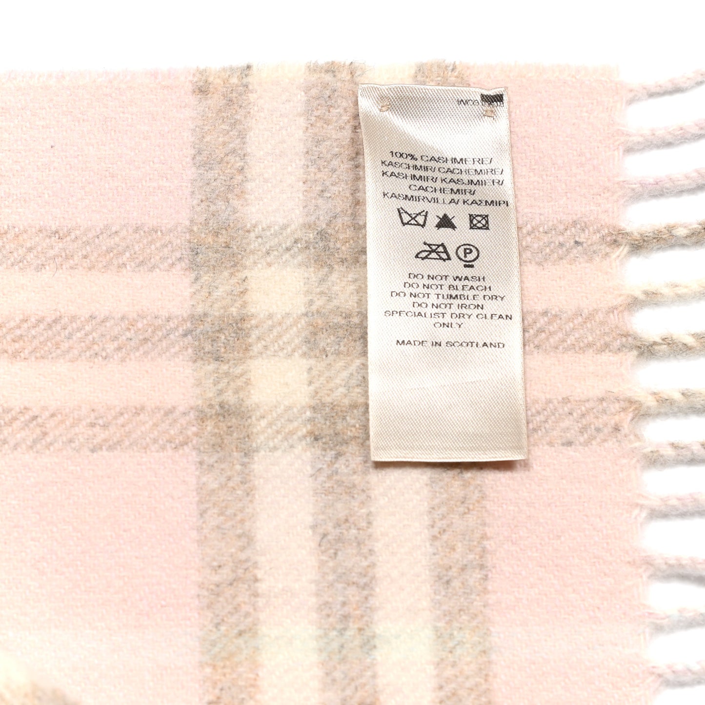Cashmere Check Fringe Scarf Pink