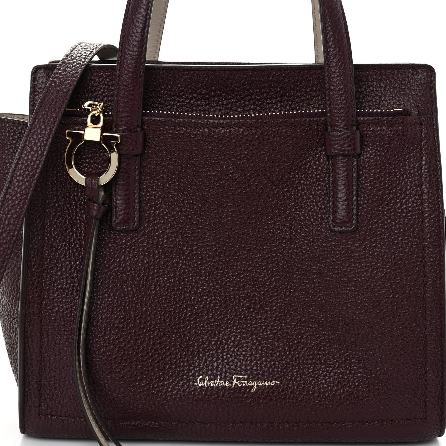 Salvatore Ferragamo Hammered Calfskin Double Handle Small Amy Tote Red 7 of 10