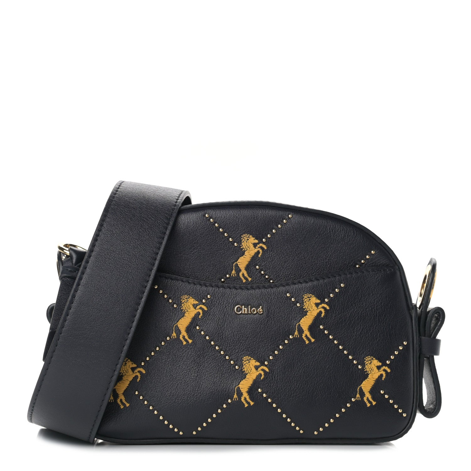Chloe Smooth Calfskin Little Horses Embroidered Shoulder Bag Black 1 of 8