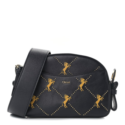 Chloe Smooth Calfskin Little Horses Embroidered Shoulder Bag Black 1 of 8