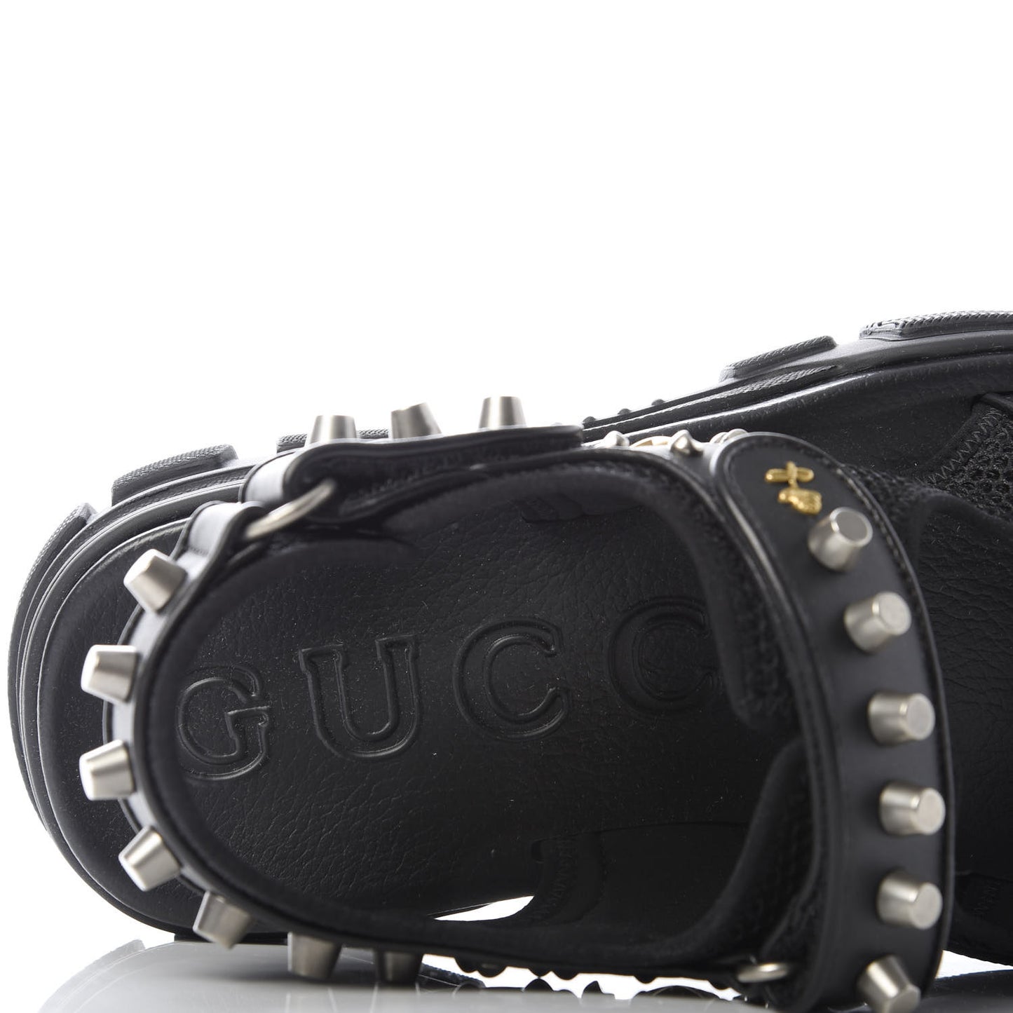 Nappa Mesh Studded Mens Aguru Sandals 10 Black