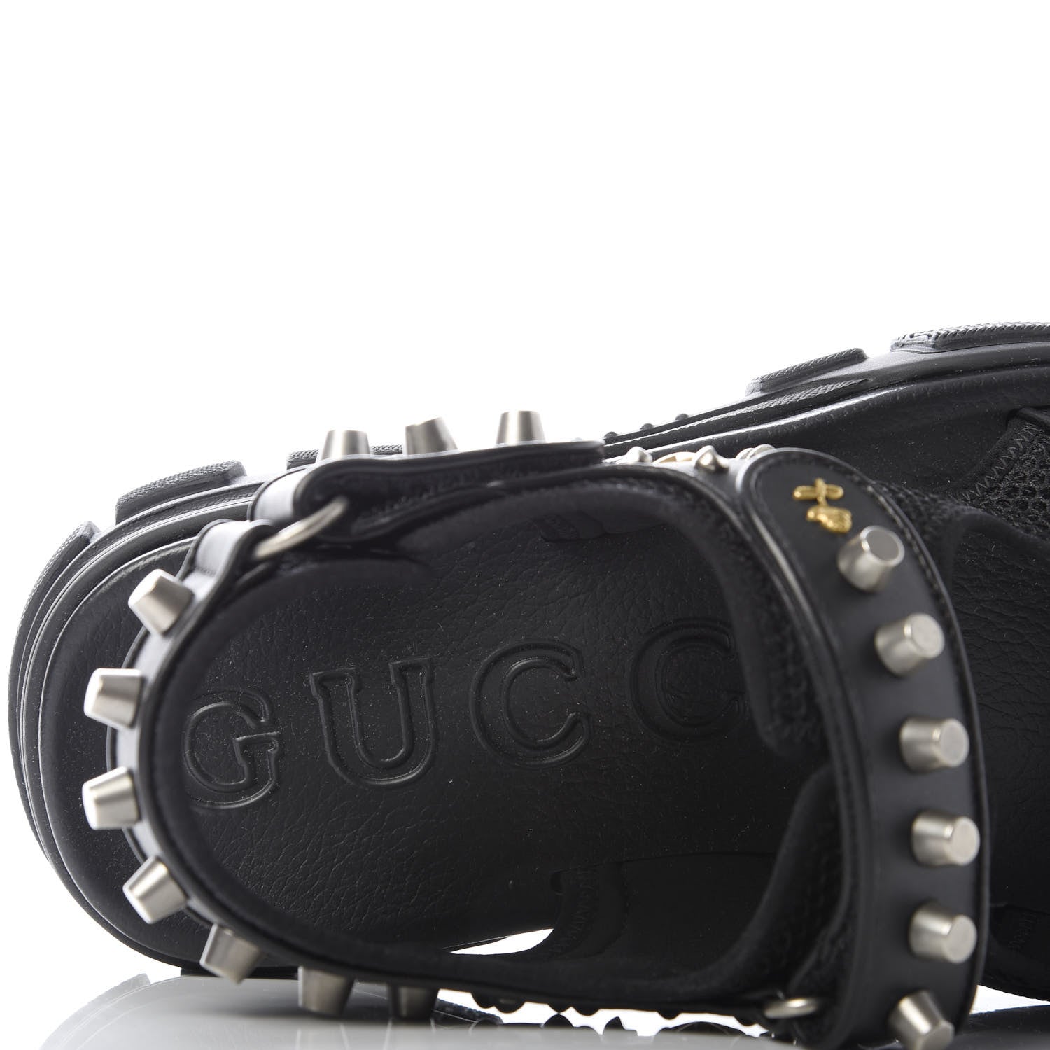Gucci Nappa Mesh Studded Mens Aguru Sandals 10 Black 8 of 9